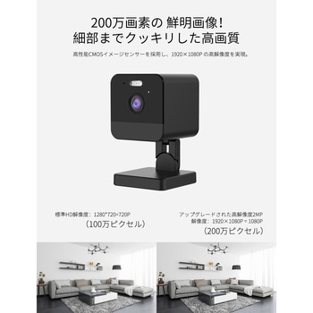 WI-FIホームセキュリティカメラ 配線不要 センサーライト付き マイクによる双方向会話可能 水鏡