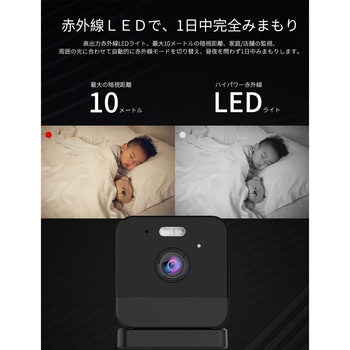 WI-FIホームセキュリティカメラ 配線不要 センサーライト付き マイクによる双方向会話可能 水鏡