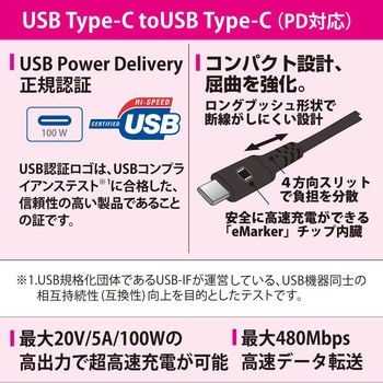 PD対応Type-Cケーブル USB-C to USB-C オーム電機