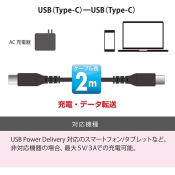 PD対応Type-Cケーブル USB-C to USB-C オーム電機