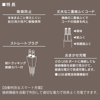 2ポートUSB充電器 オーム電機