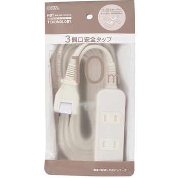 コード付タップ 延長コード 電源タップ 3個口 オーム電機