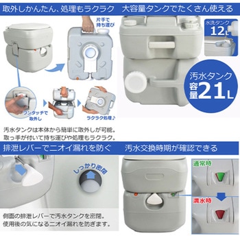 ポータブル水洗トイレ 21Lタイプ 水源不要 持ち運び簡単 介護 アウトドア SunRuck