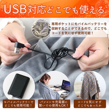 電気ひざ掛け毛布 羽織れる 3段調温 タイマー付 USB対応 洗える SunRuck