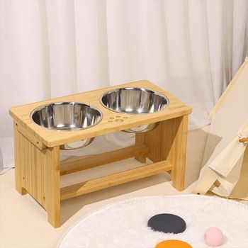 竹製 ペット食器台セット 良木工房YOSHIKI