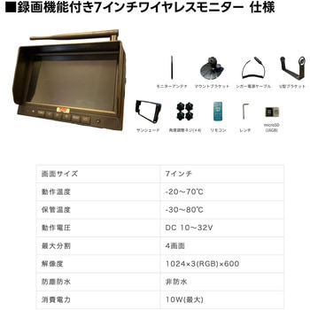 2.4Gワイヤレスカメラ&7インチモニターセット TCI