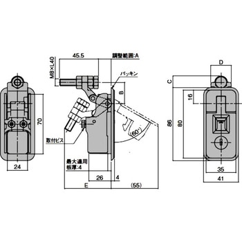 密閉アジャスタハンドル シブタニ