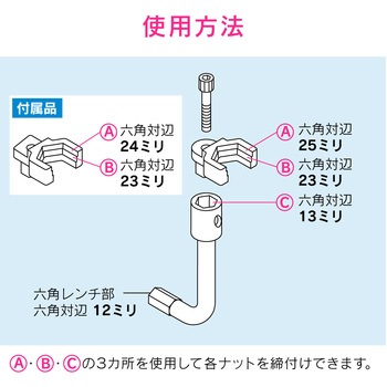 ガオナ 蛇口しめつけ工具 立水栓 2つ穴混合水栓 (六角スパナ付き) GAONA(ガオナ)
