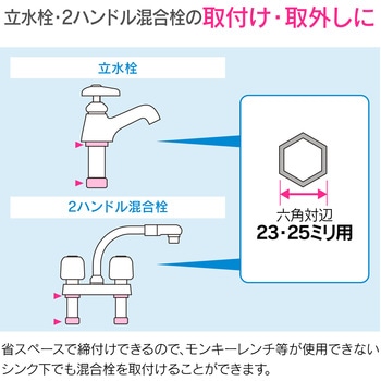 ガオナ 蛇口しめつけ工具 立水栓 ツーホール混合水栓 ( 六角スパナ付き) GAONA(ガオナ)