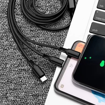 スマートフォン用USBケーブルType-C(2.0) 3in1 MicroUSB Type-B+USB Type-C+Lightning(1メートル) bitstrong