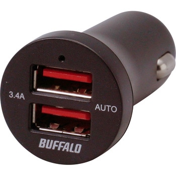 3.4A シガーソケット用USB急速充電器 AutoPowerSelect機能搭載 2ポートタイプ ブラック BUFFALO(バッファロー)