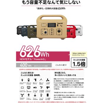 008601C-JPN-TN ポータブル電源 PowerArQ 626Wh(パワーアーク) 蓄電池 1個 SmartTap 【通販モノタロウ】