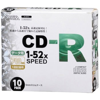 CD-R52Xデータ用 スリムケース入 オーム電機