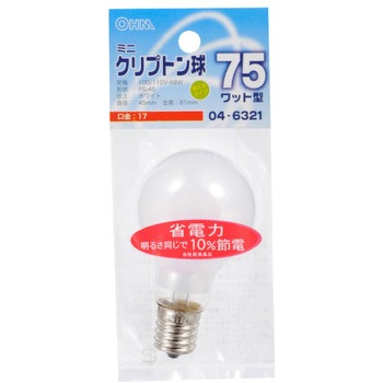 ミニクリプトン球 PS45E17 68W オーム電機