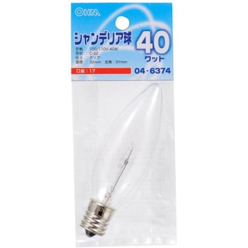 シャンデリア球 C32E17 40W オーム電機