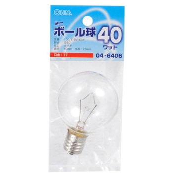 ミニボール球 G50E17 40W - オーム電機