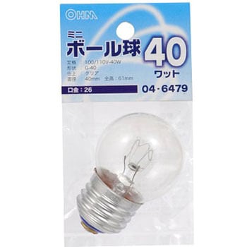 ミニボール球 G40E26 40W オーム電機