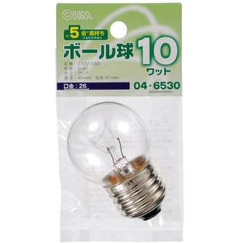 ミニボール球 長寿命 G40E26 10W - オーム電機