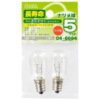 ナツメ球 長寿命 T20E12 5W オーム電機