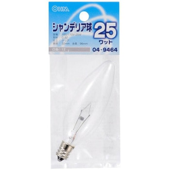 シャンデリア球 C32E12 25W オーム電機