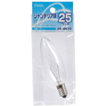 シャンデリア球 C32E14 25W オーム電機