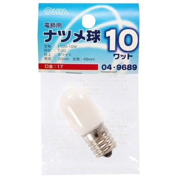 ナツメ球 T20E17 10W オーム電機