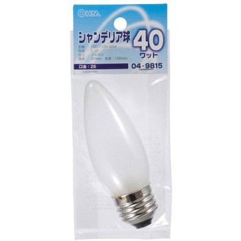 シャンデリア球 C37E26 40W オーム電機