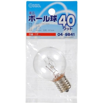 ミニボール球 G40E17 40W オーム電機