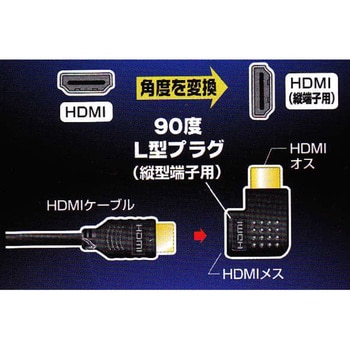 VIS-P0305 HDMI 変換プラグ 縦L型 オーム電機 ブラック色 - 【通販