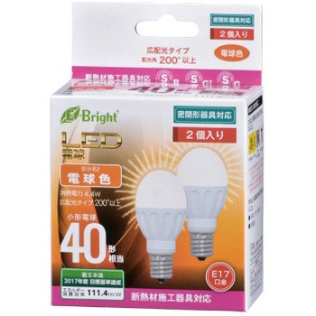 LED電球 PS形 E17 4W - オーム電機