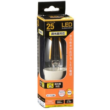 LED電球 E17 C形 2W 調光器対応 オーム電機
