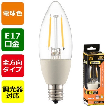 LED電球 E17 C形 2W 調光器対応 オーム電機