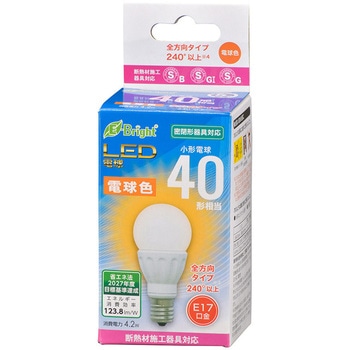 LED電球 PS形 E17 4W オーム電機