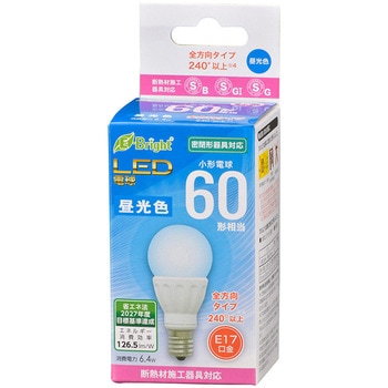 LED電球 PS形 E17 6W オーム電機
