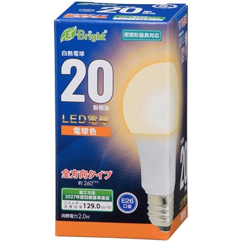 LED電球 A形 E26 2W オーム電機