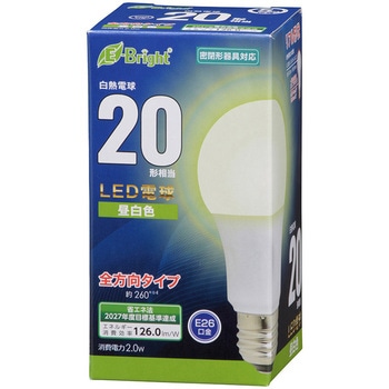 LED電球 A形 E26 2W オーム電機
