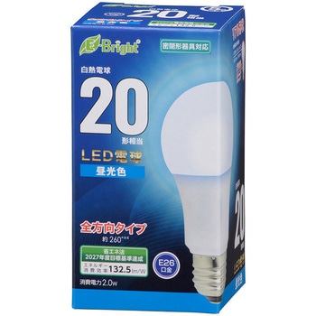 LED電球 A形 E26 2W オーム電機