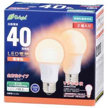 LDA4L-G AG27 2P LED電球 A形 E26 4W オーム電機 4.4W - 【通販