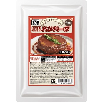 トライキッチン そのままおいしい ハンバーグ 1食分 100g 常温保存6年 非常食 保存食 常備食 防災食 新含気製法 レトルトパウチ食品 トライキッチン