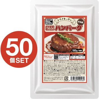 トライキッチン そのままおいしい ハンバーグ 50食分 100g 常温保存6年 非常食 保存食 常備食 防災食 新含気製法 レトルトパウチ食品  トライキッチン 【通販モノタロウ】