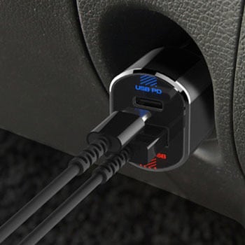 車載用DC充電器  DC-PD-9V2A/リバーシブルUSB 2ポート 自動判定 インジケータ カシムラ
