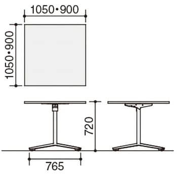フラップテーブル ビエナ 正方形天板(配送・組立サービス付き) コクヨ
