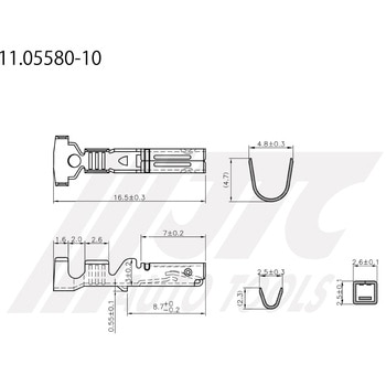 メス端子適用電線0.35～0.5mm2 JTC