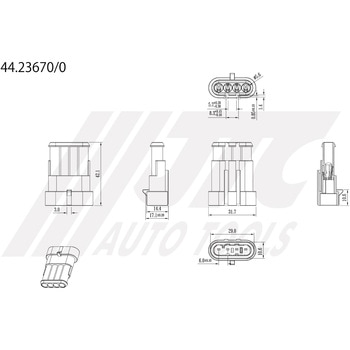 ハウジング4極M(オス端子用) JTC