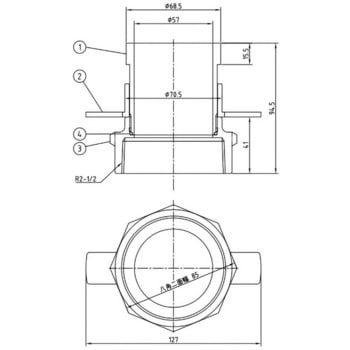 町野式カップリング オス×内ネジ角オシワ付 報商製作所