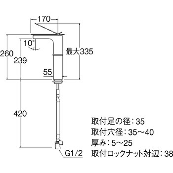 シングルワンホール洗面混合栓 SANEI