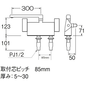 SK781R-1-S9L30 サーモデッキシャワー混合栓 SANEI パイプ長300mm