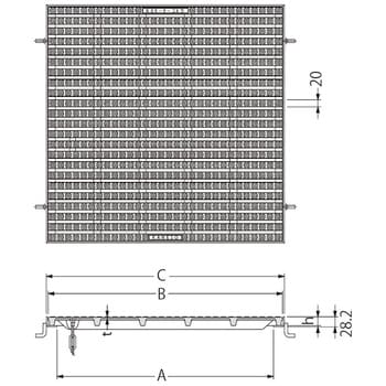 GXC-6 300 鋳鉄製 細目滑り止め模様付 集水桝用受枠付 みぞ蓋 1組