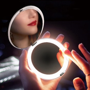 EXELUX モバイルバッテリー&LEDライト付コンパクトミラー メテックス