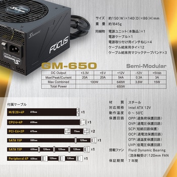 Seasonic FOCUS GM 80+GOLD セミモジュール電源 Seasonic(シーソニック